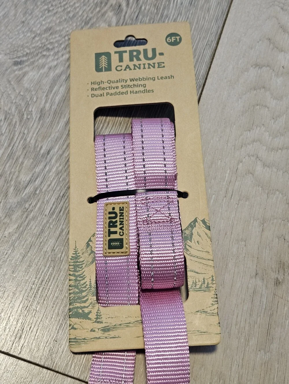TRU-CANINE 6ft Reflective Dog Leash Dual Padded Handles Pink Heavy Duty